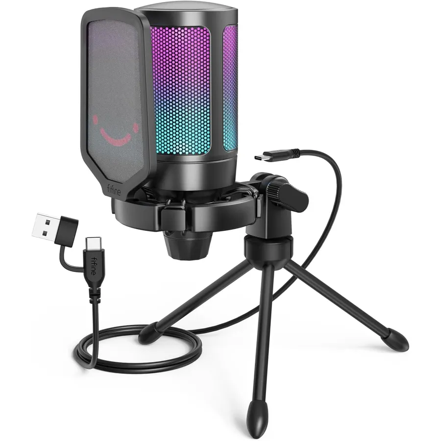 FIFINE AmpliGame A6V - RGB USB condenser gaming microphone