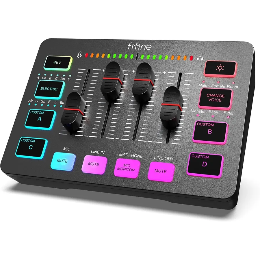 FIFINE SC3 - Mixer gaming e streaming con ingresso XLR e RGB